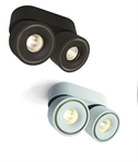Twin Adjustable Surface-Mounted Spotlights – Black and White Finish