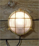 Marine Brass Caged Bulkhead Wall Light - 2 Sizes