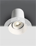 White Recessed adjustable trimless fire rated Dark light mains spot with GU10 lampholder.