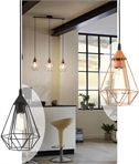 3-Light Geometric Bar Suspended Pendant - Hexagonal Pyramid Wire Shades