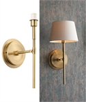 Slim Antique Brass Wall Light - Optional Shade