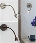 Switched Adjustable Arm LED Bedside Light - 2 Finishes