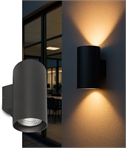 Commercial Up Down Wall Light 2 x 20w 140mm Cylinder Height 300mm - IP65