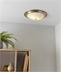 Traditional Style Brass and Glass Round Flush Ceiling Light