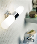 Frosted Glass Twin Over Mirror Wall Light - Chrome or Brushed Steel 