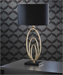 Table Lamp with Black Shade in Antique Gold Leaf 