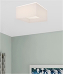 Box Fabric Square Flush Ceiling Light in white - 40cm