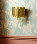 Flush Decorative Brass Wall Light with Glass Shards