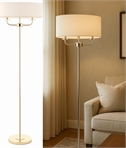 Modern Twin Arm Floor Lamp With Drum Shade