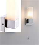 Slim Chrome & Opal Glass Wall Light IP44