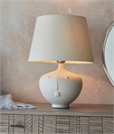 Bulbous Ceramic Base Table Lamp with Face Details