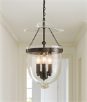 Timeless Illumination - Antique Bronze Georgian Bell Jar Lantern with Chain Suspension