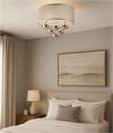 Hollywood Glam Chrome Mesh Flush Light with Baubles