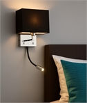 Chrome Bedside Wall Light - Black Shade and 3w LED Arm