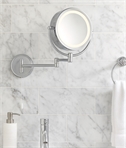 Extending & Adjutable Round IP44 Vanity Mirror for E14 Lamp