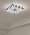 Square Crystal & Glass LED Semi-Flush Ceiling Light