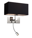 Bedside Wall Light with Rectangular Black Shade - Adjustable LED Arm