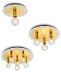 Circular Flush Ceiling Light - Brass Detail & 3 Options