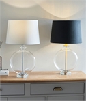 Clear Glass Table Lamp - White or Black Shade