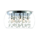 Decorative Glass Bauble Flush Light - Chrome & Clear Glass 