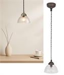 French Style Ribbed Glass Pendant Lights - Satin Nickel or Antique Bronze