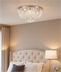 Bag Style Flush-Fitted Chrome & Bead Chandelier - Dia 45cm 