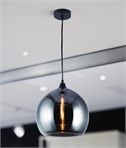 Dark Chrome Glass Ceiling Pendant with Black Flex