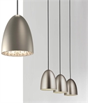 3-Light Bar Suspended Pendant with Classic Bullet Shaped Shades in Brushed Steel with Fretwork Diffuser