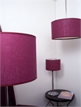 Swedish Design Chrome Table Lamp with Plum Fabric Shade from Belid