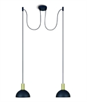 Double Black and Brushed Brass Pendant Light