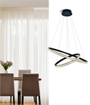 Double Ring Crystal & Black LED Suspended Pendant Light