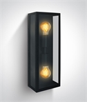 Twin Lamp Black Box Wall Light IP43