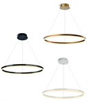 Edge Lit LED Ring Pendant Dia 800mm - Brass, Black or White