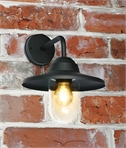 Black Metal & Glass Exterior Wall Light - IP44 Rated