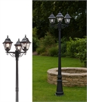 Exterior Lamppost with Triple Leaded Glass Lanterns
