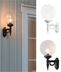 Exterior Wall Lantern with Clear Glass Globe - White or Black