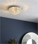 Domed Crystal & Chrome Flush Ceiling Light