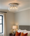 Decorative Clear Glass & Bauble Flush Light - Chrome Detailing