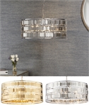 Round Drum Shade Pendant with Metal Disks - Gold or Chrome
