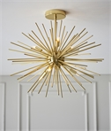 Flush Mounted Satin Brass Star Effect Ceiling Light