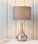 Satin Nickel & Grey Shaded Touch Operated Table Lamp 