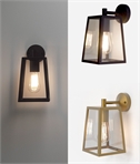 Hanging Lantern Bracket Wall Light for Outdoor Use - Black or Antique Brass Finish