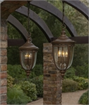 Traditional Seeded Glass Chain-Hung Lantern in Bronze - Two Sizes