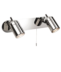 Twin Chrome IP44 Spotlight with Pull Cord for Walls