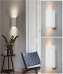 Natural Plaster Wrap-Around Wall Light - Fluted Design