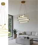 Ultra Modern LED Tubular Hanging Pendant - Brushed Brass