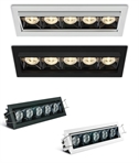 Five cell recessed linear downlight 3000K adjustable - Dark chrome reflector - 20w COB