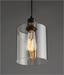 Clear Glass & Matt Black Finish Single Pendant 