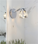 Chrome Bathroom Wall Light Bejewelled with Crystals - complete with pull cord 
