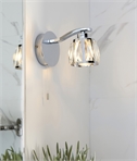 Chrome Bathroom Wall Light Bejewelled with Crystals - Complete with Pull Cord 